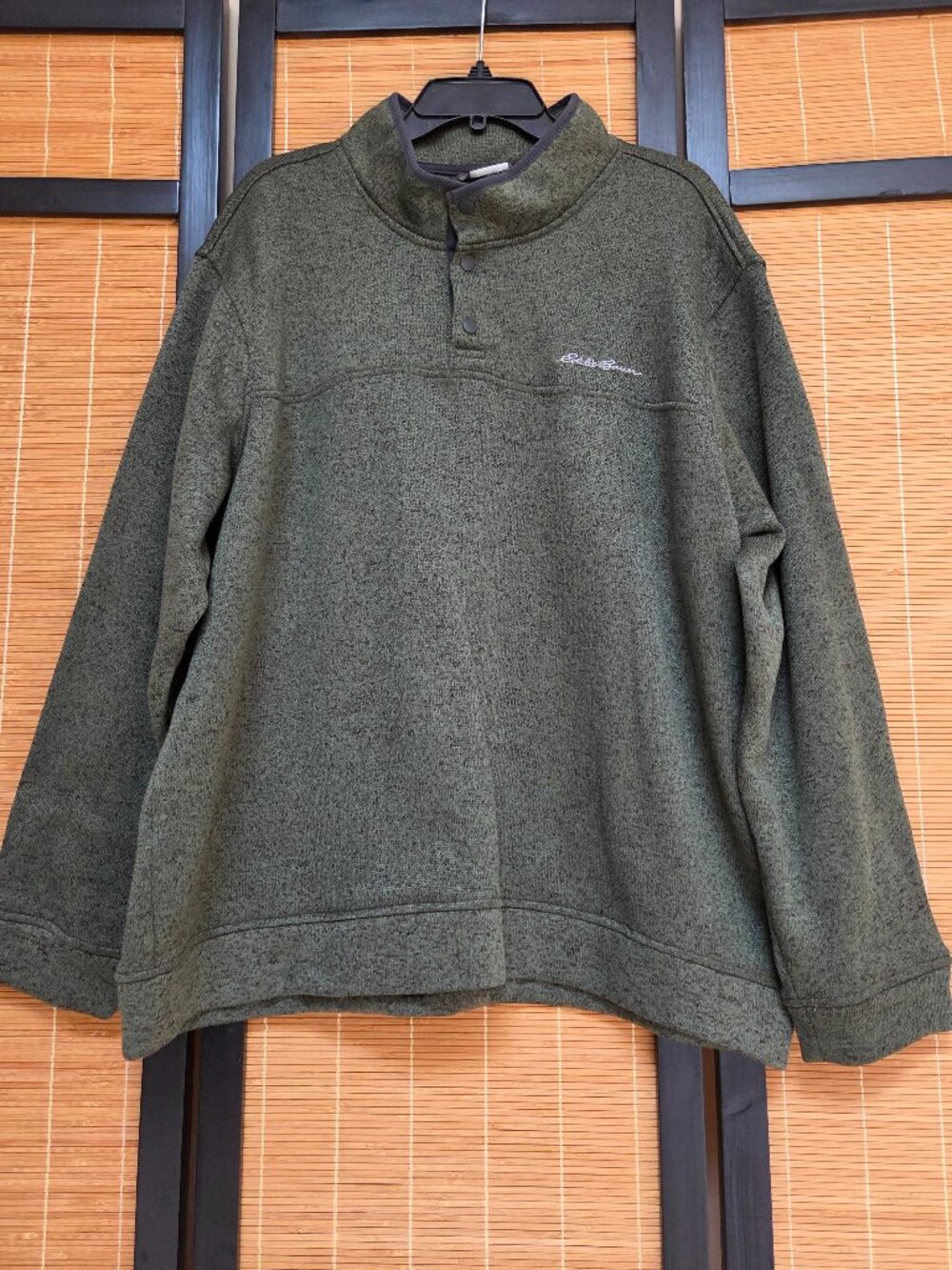 Eddie Bauer Radiator Men's XXL Fleece Green Snap Front Pullover Hiking Casual